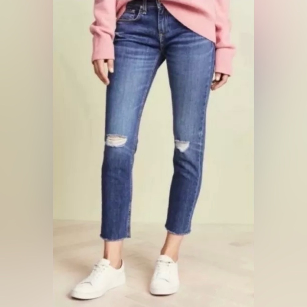 RAG & BONE NEW YORK Revolve Dre Capri Deville relaxed distressed jeans denim 25
